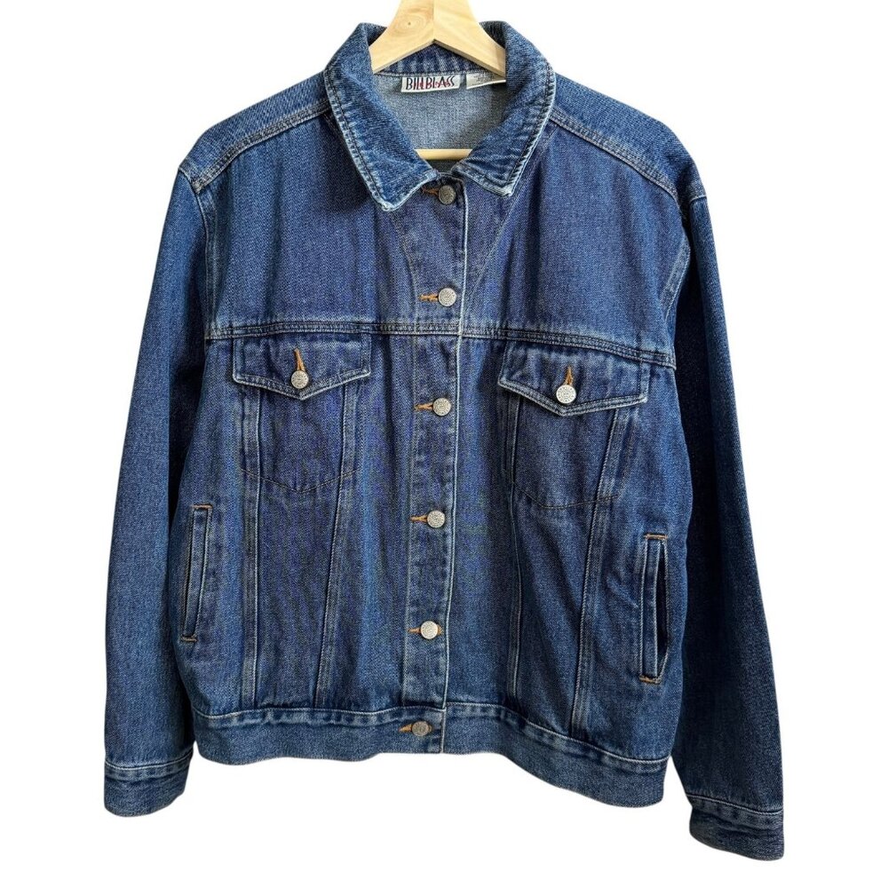 Vintage Bill Blass Denim Trucker Jacket Americana Minimalist Capsule Classic L‎